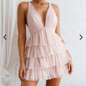 Selfie Leslie Blush Tiered Mini Dress